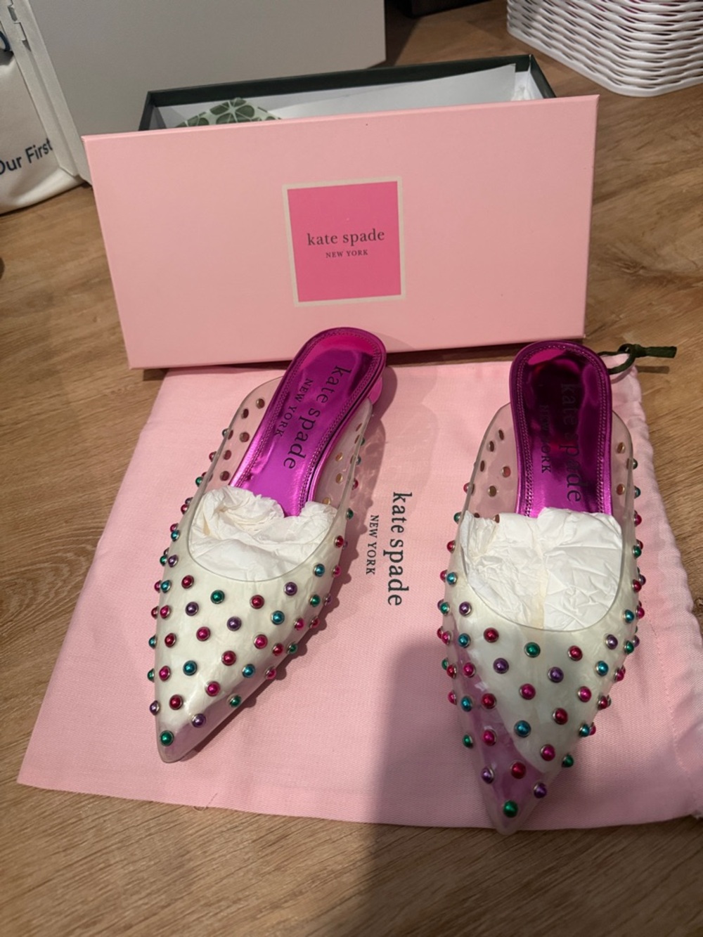 kate spade Pink Clear Mule with Multicolored Studs - Picture 7 of 7
